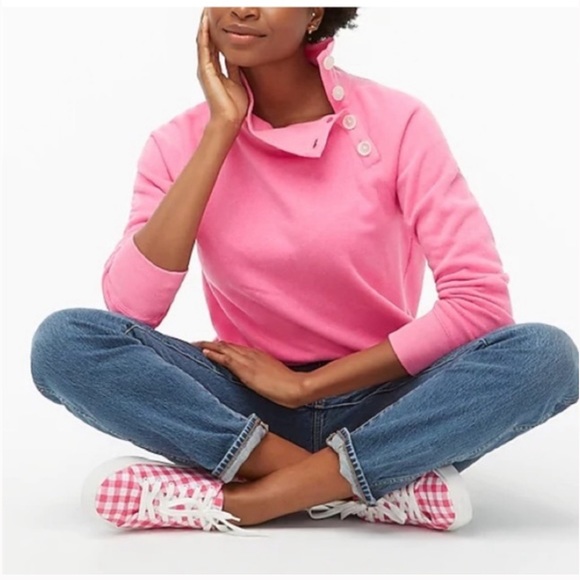 EUC.Wide button-collar in cloudspun fleece. Light cozy perfect transitional top - Picture 2 of 9